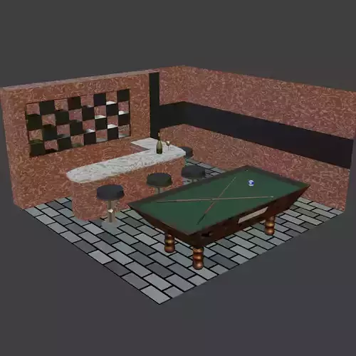  pool version 3D mode Bottle of wine mini bar