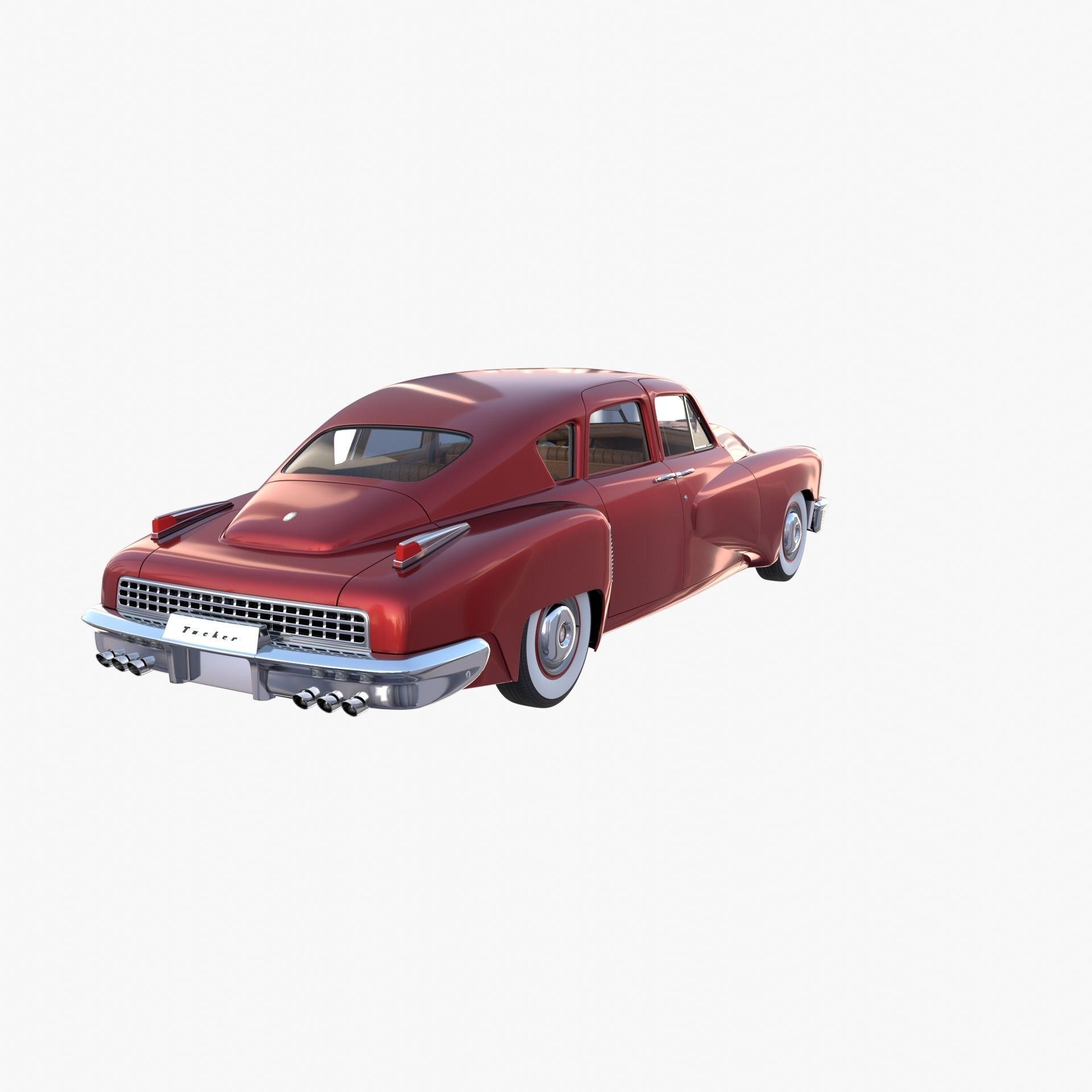 Tucker 48 Red with Interior 3D model_5
