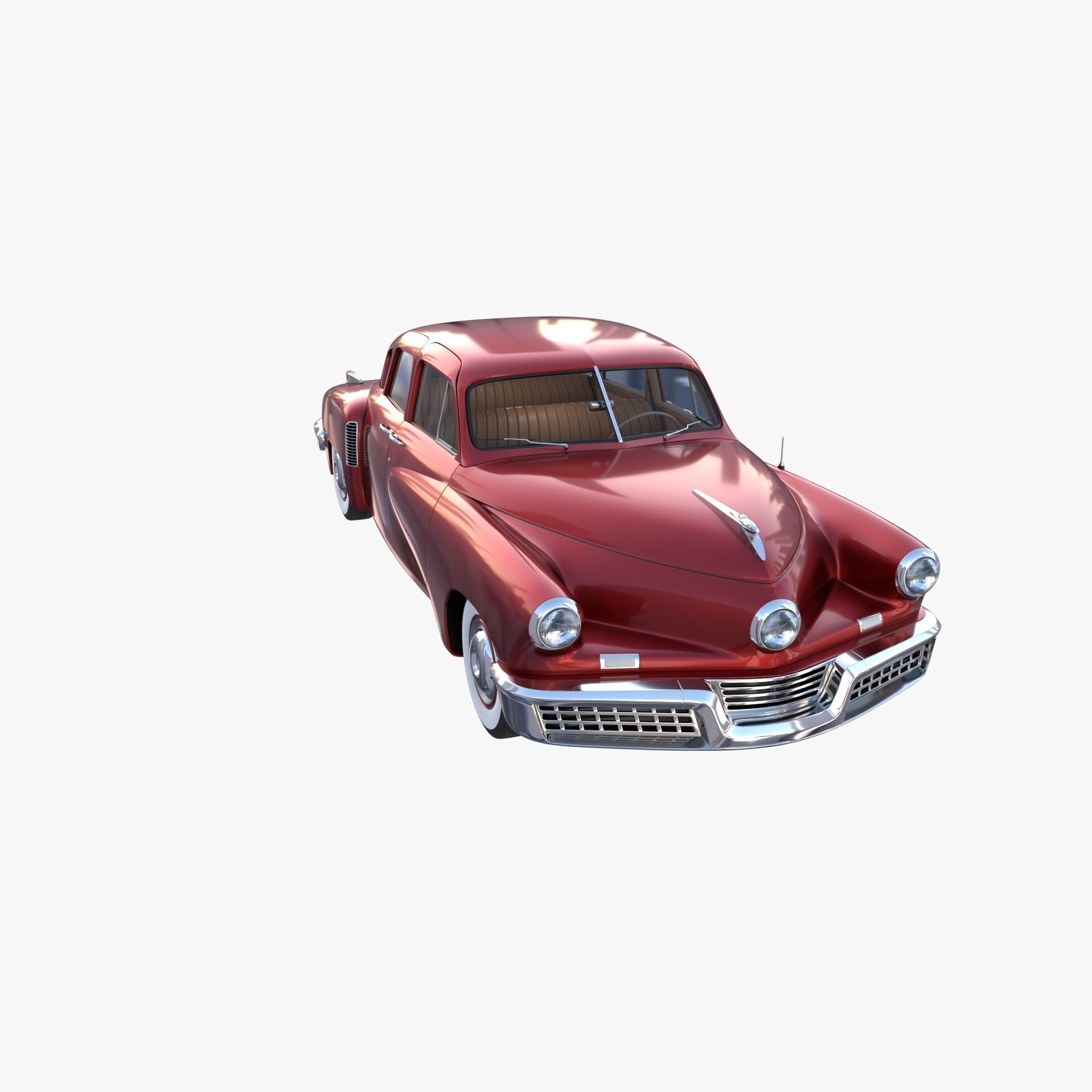 Tucker 48 Red with Interior 3D model_12