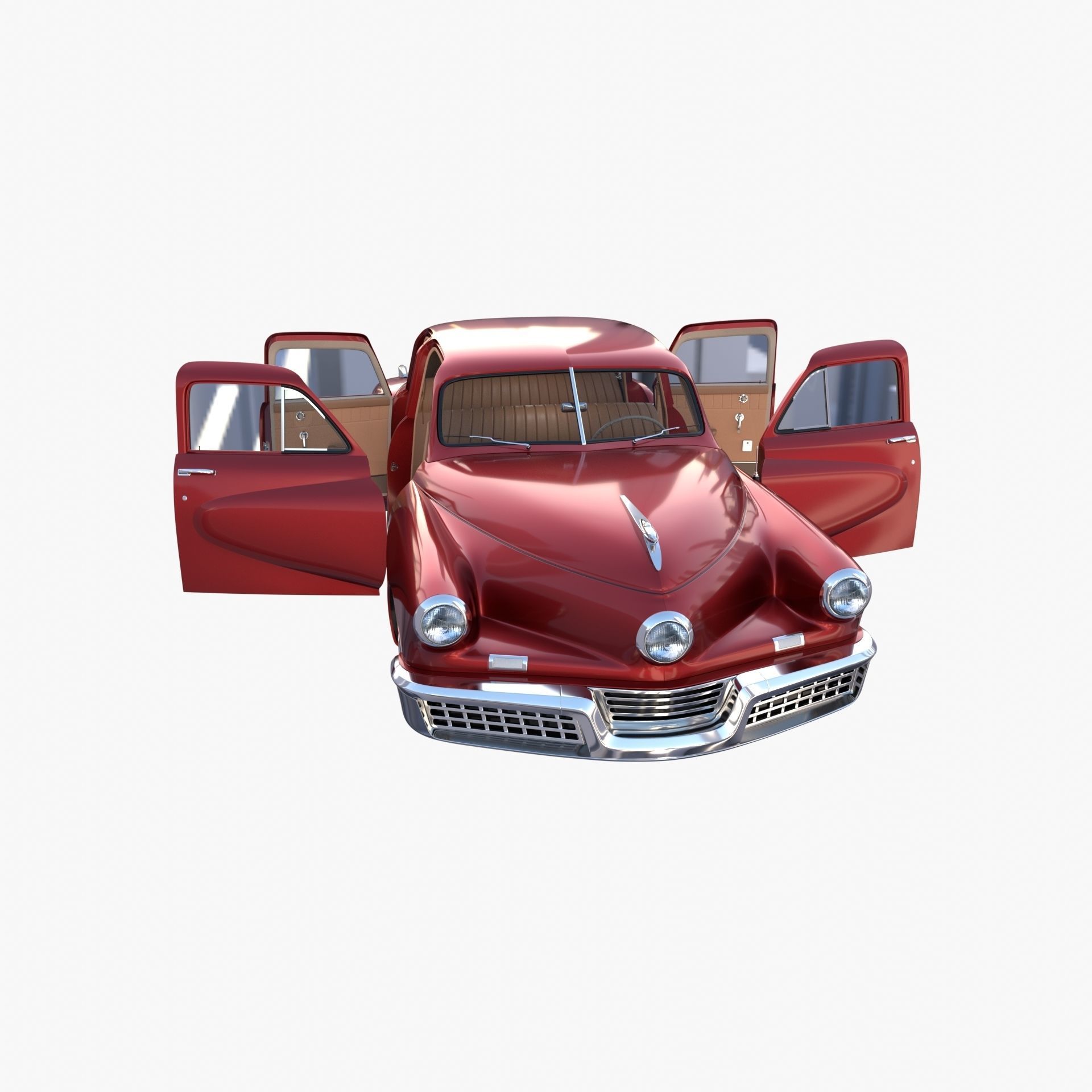 Tucker 48 Red with Interior 3D model_25
