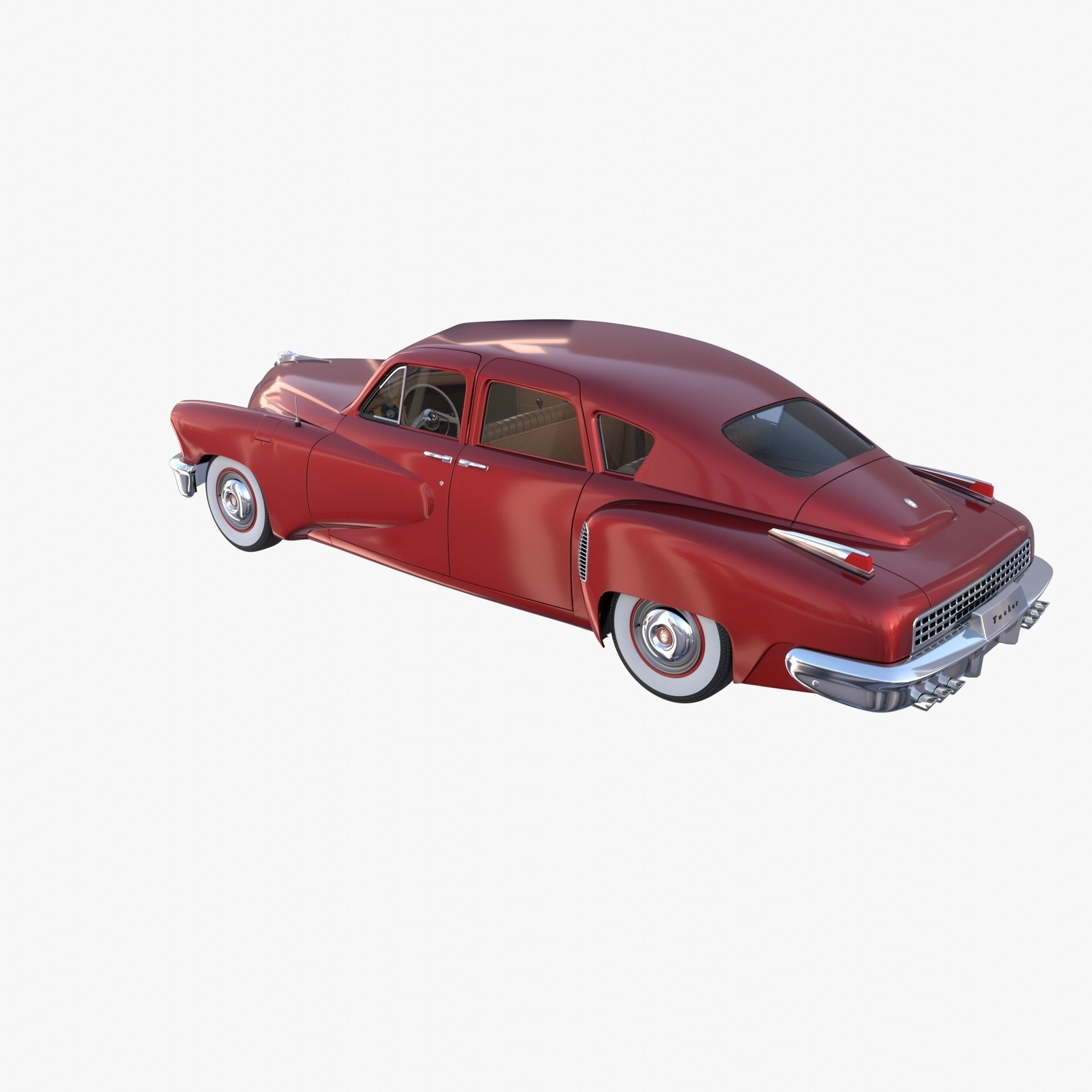 Tucker 48 Red with Interior 3D model_9
