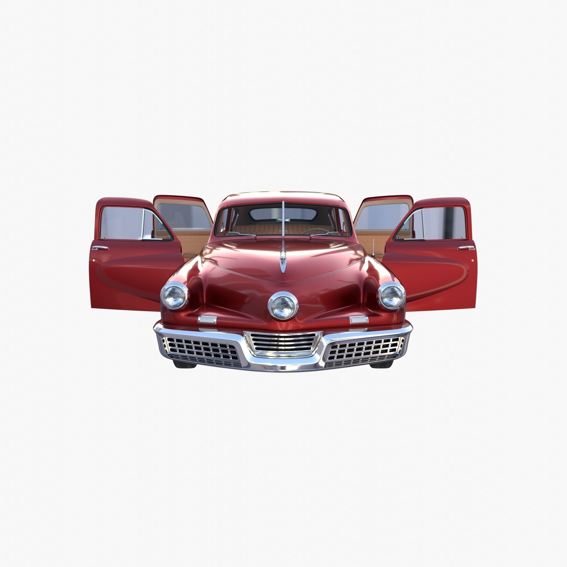 Tucker 48 Red with Interior 3D model_15