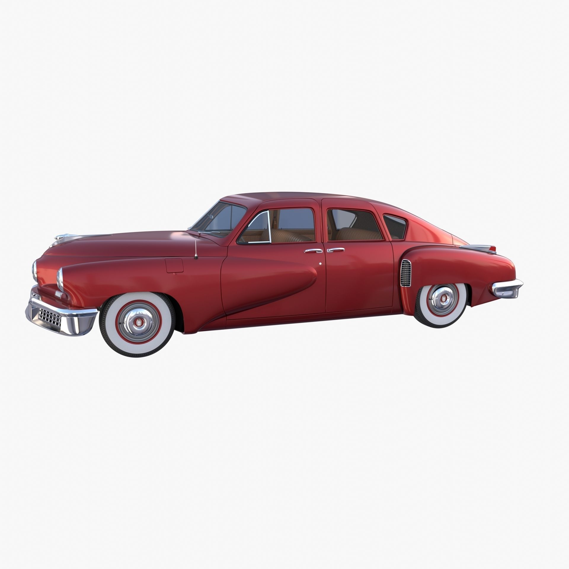 Tucker 48 Red with Interior 3D model_3