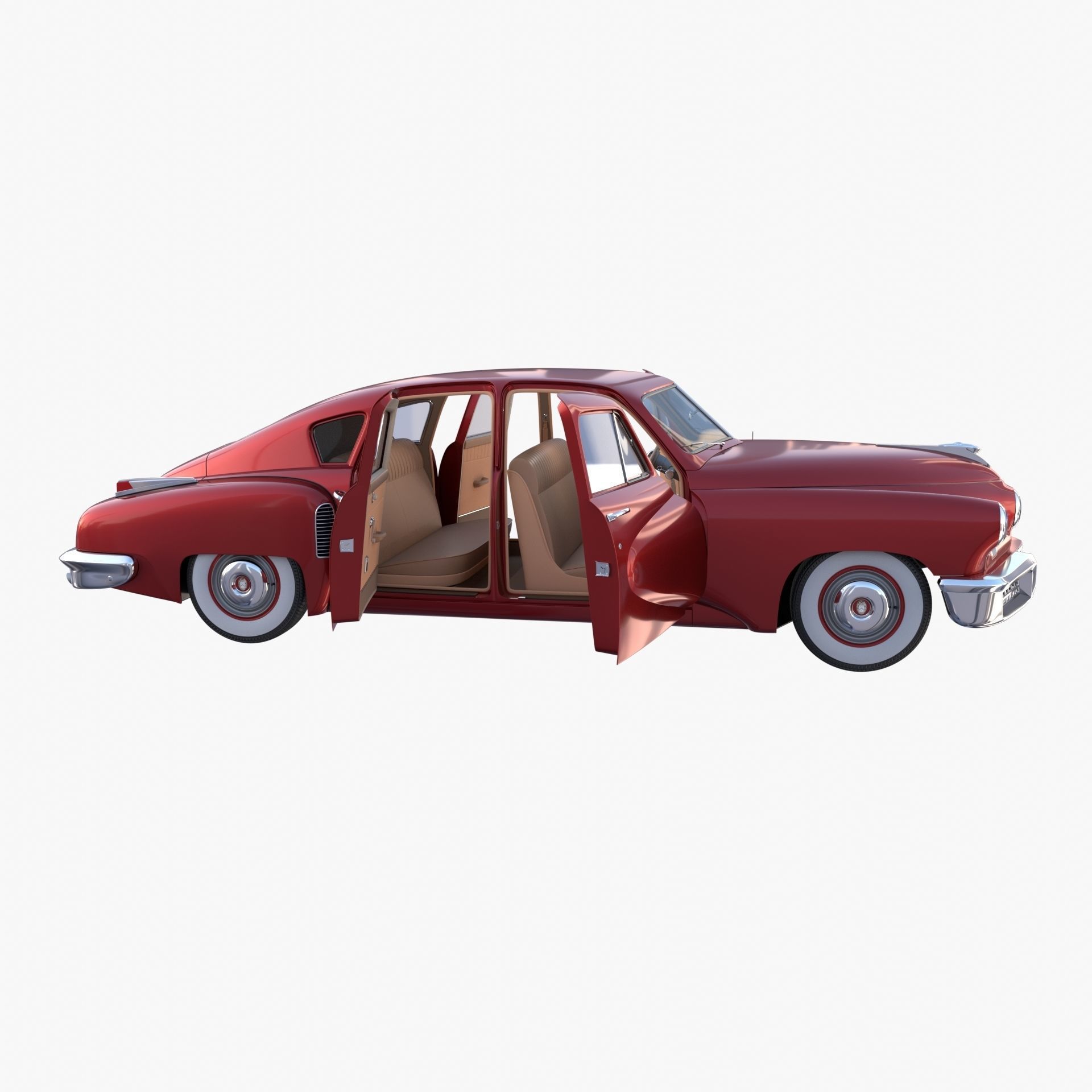 Tucker 48 Red with Interior 3D model_19