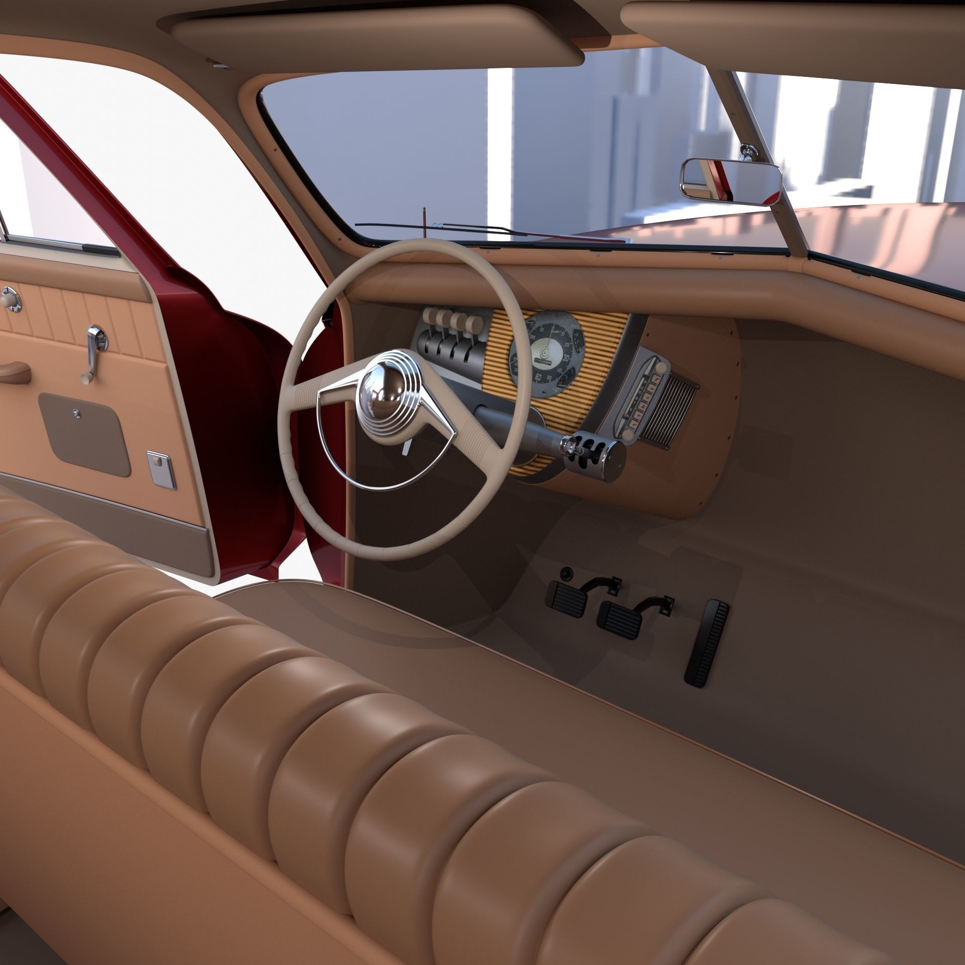 Tucker 48 Red with Interior 3D model_1
