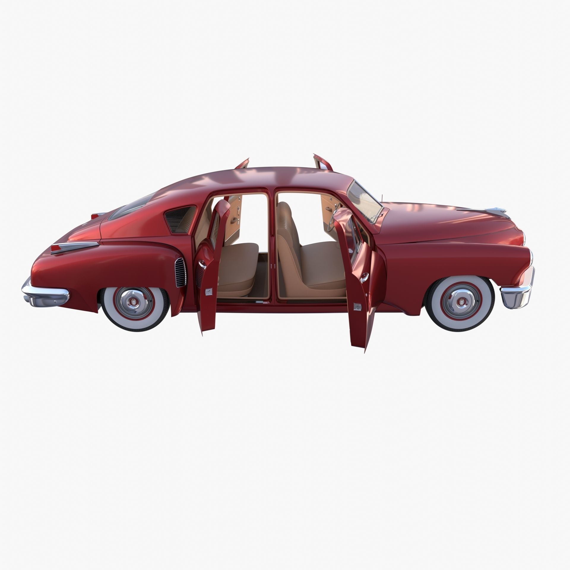 Tucker 48 Red with Interior 3D model_24