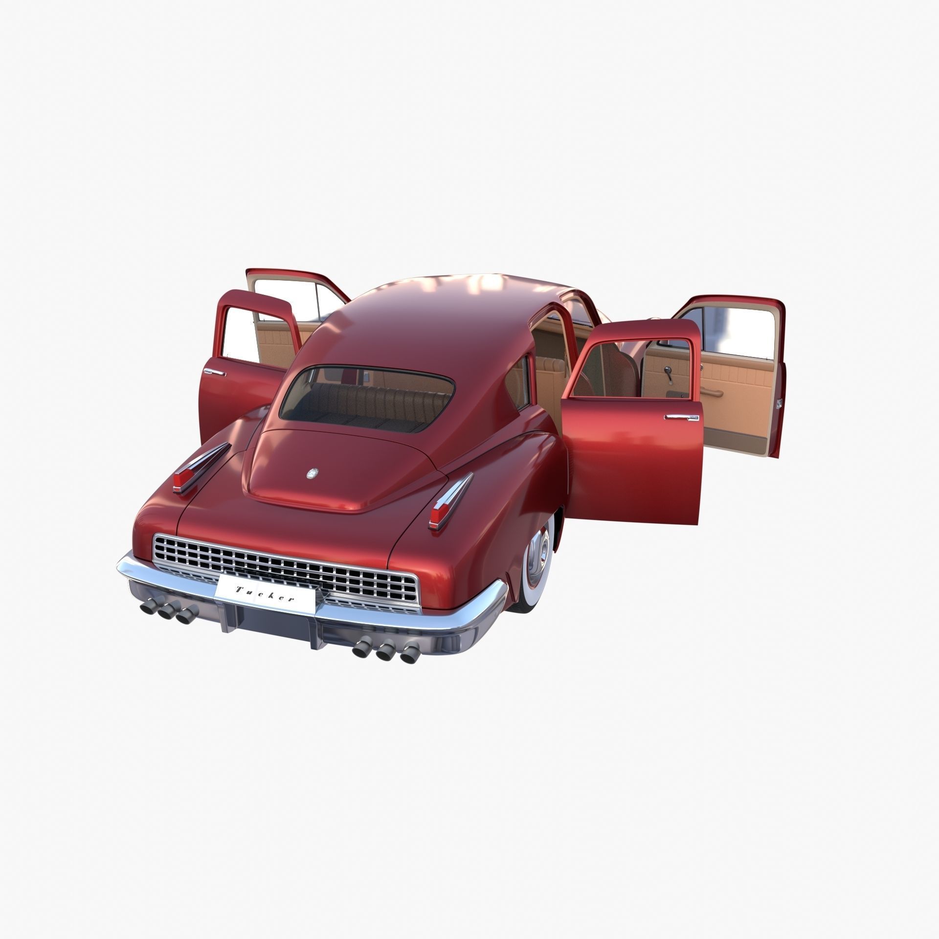 Tucker 48 Red with Interior 3D model_23