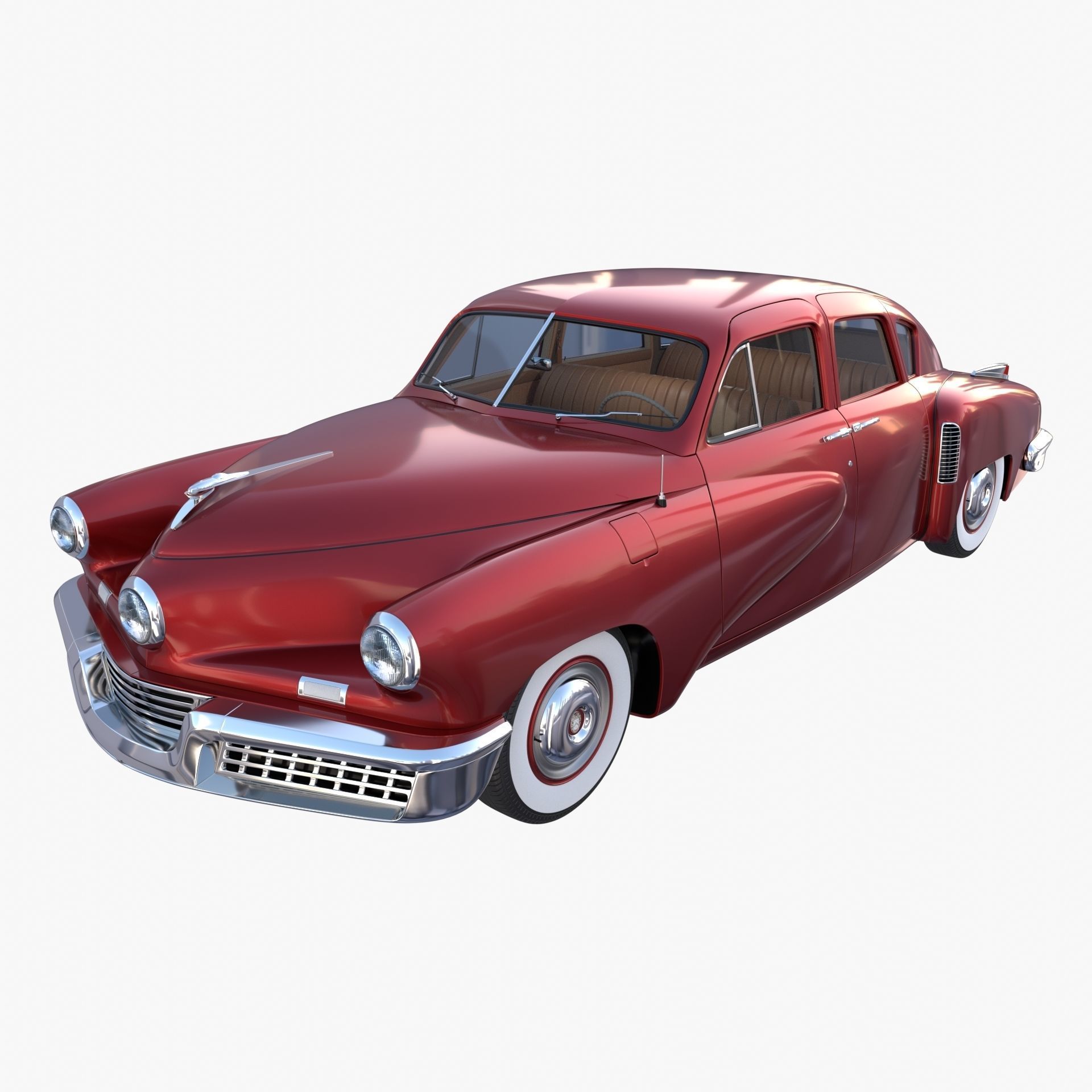 Tucker 48 Red with Interior 3D model_14