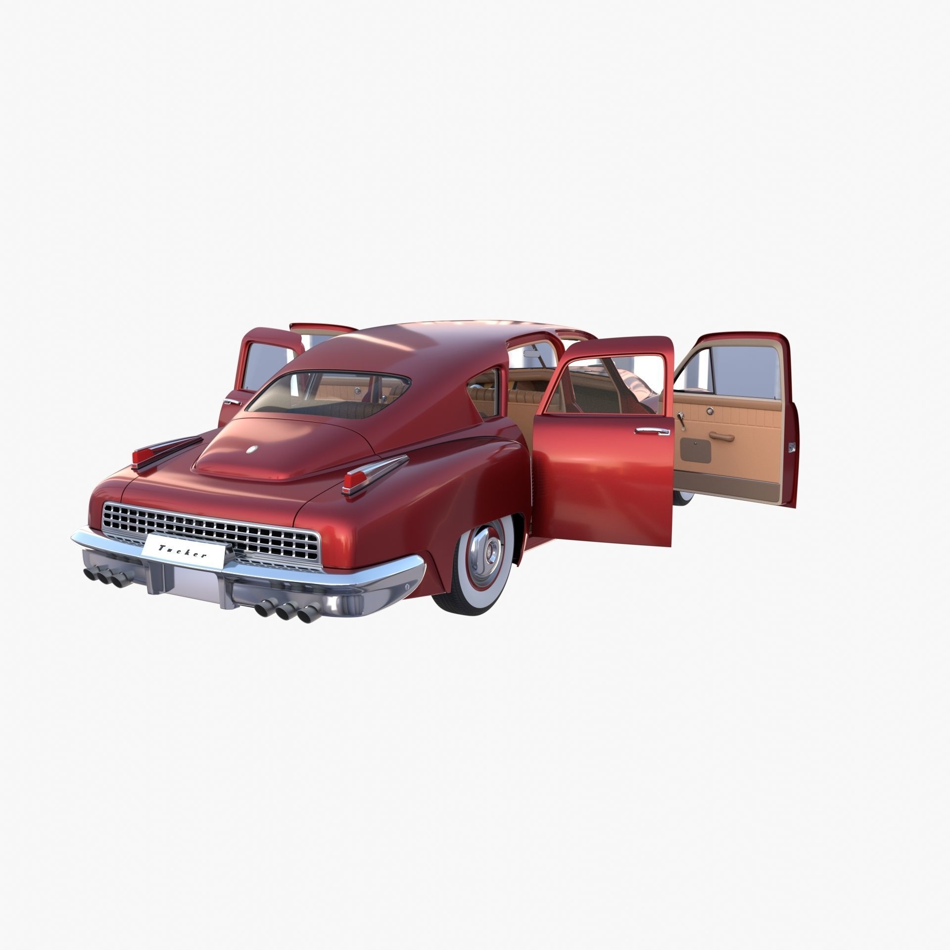 Tucker 48 Red with Interior 3D model_18