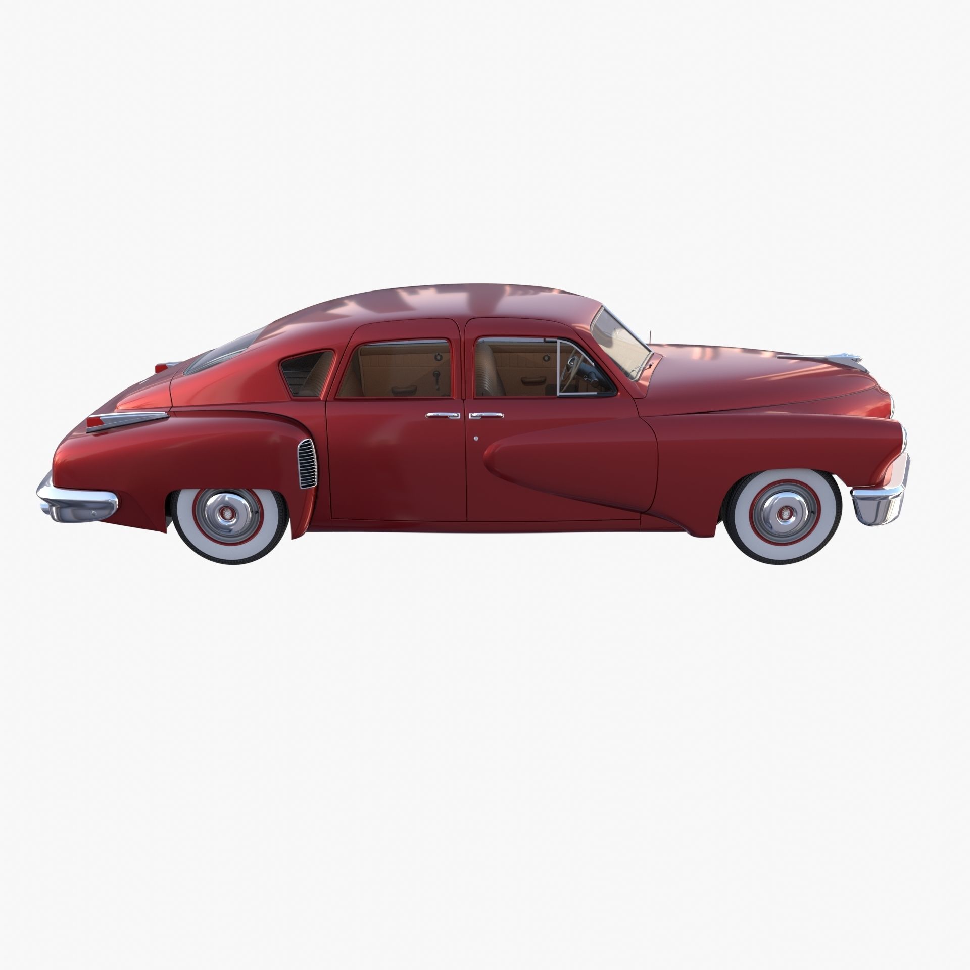 Tucker 48 Red with Interior 3D model_11