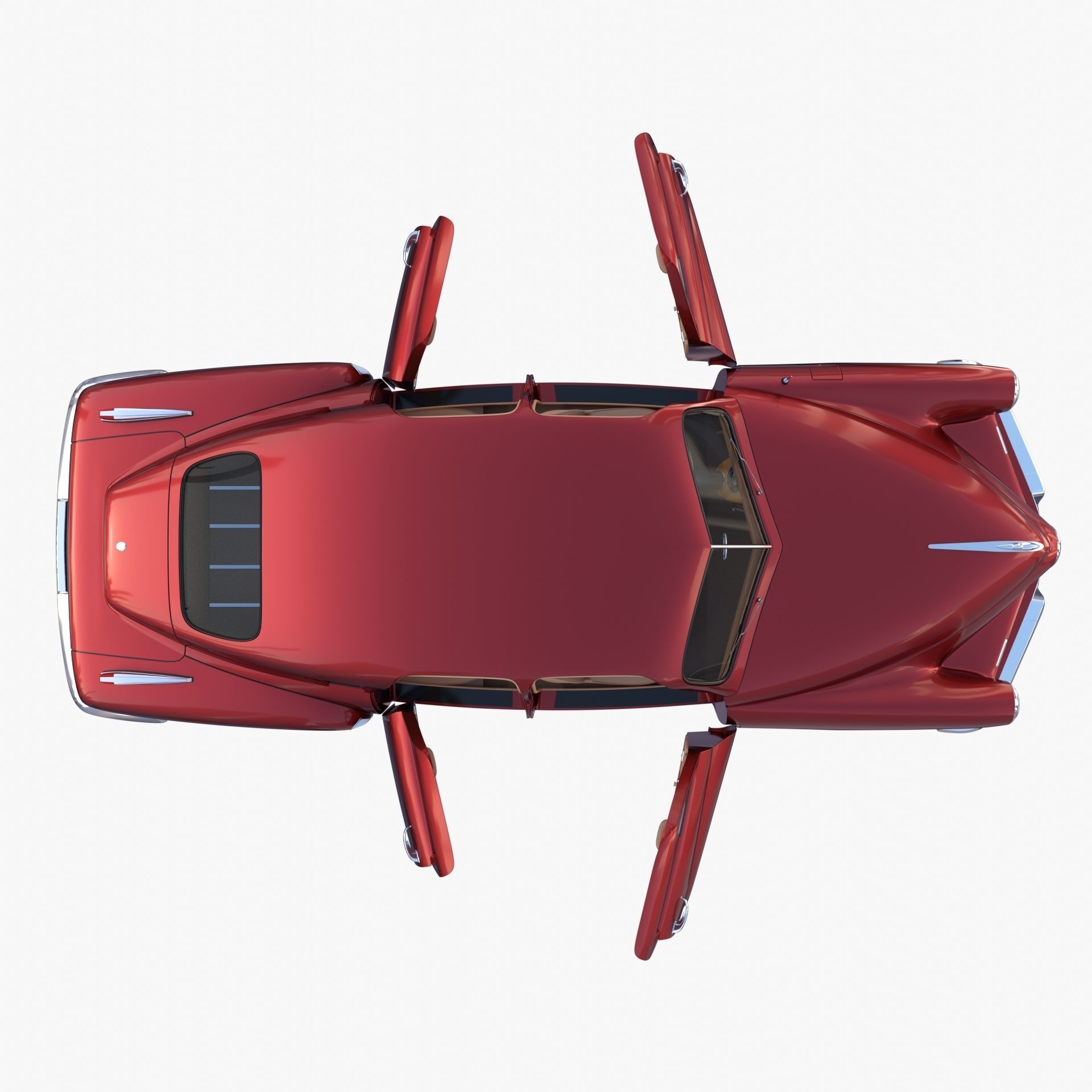 Tucker 48 Red with Interior 3D model_26