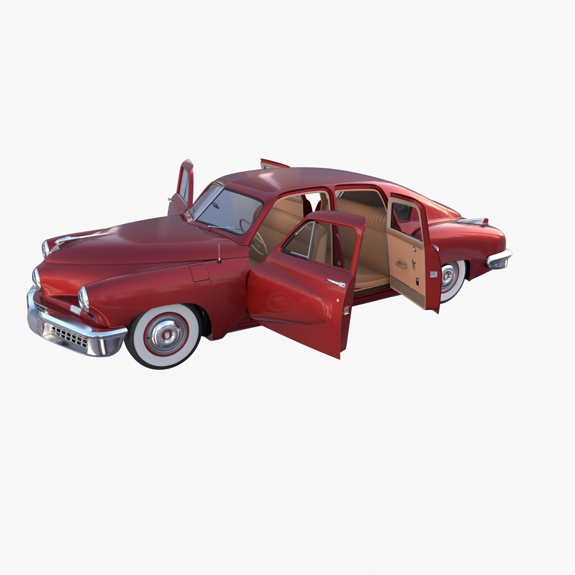 Tucker 48 Red with Interior 3D model_21