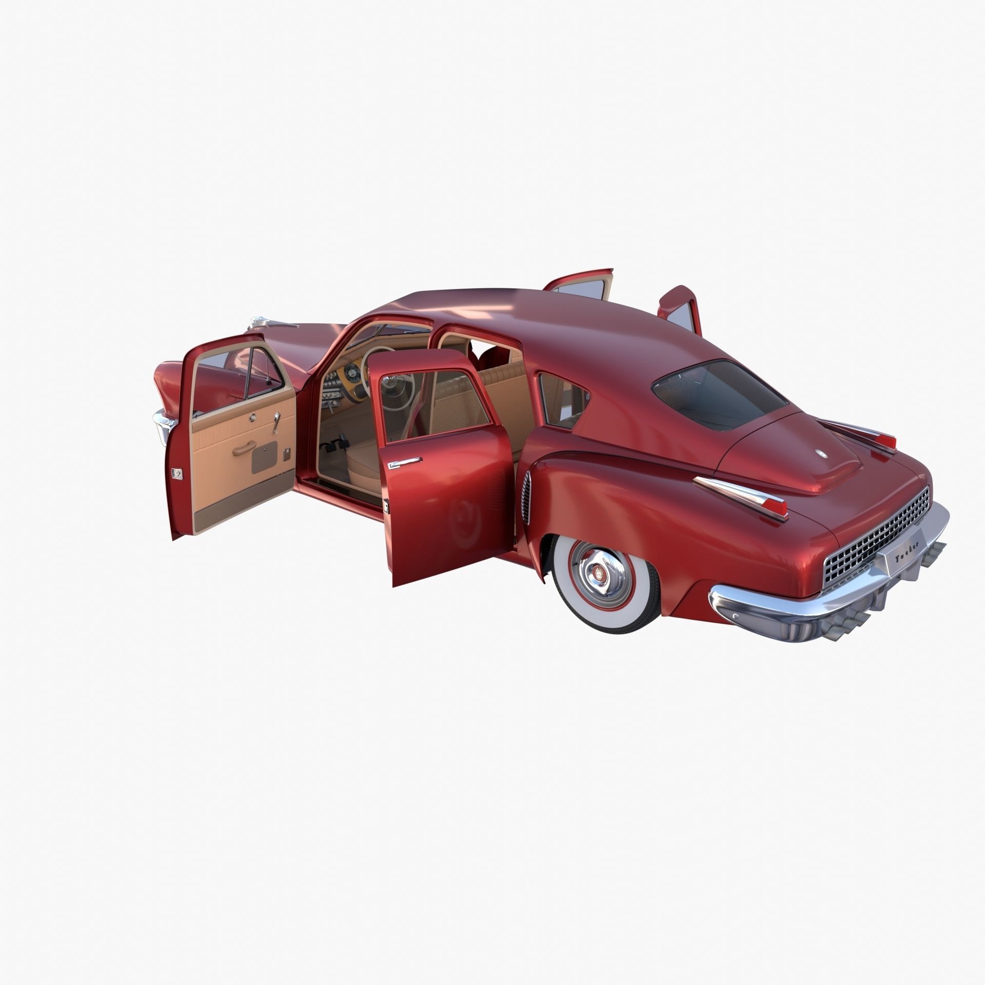 Tucker 48 Red with Interior 3D model_22
