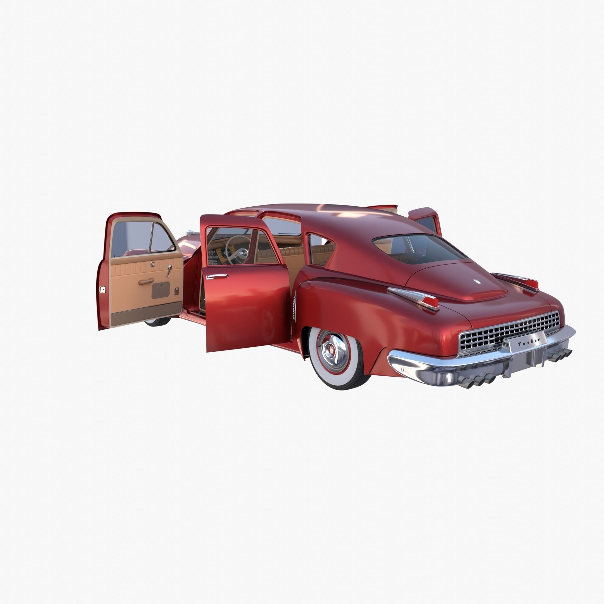 Tucker 48 Red with Interior 3D model_17