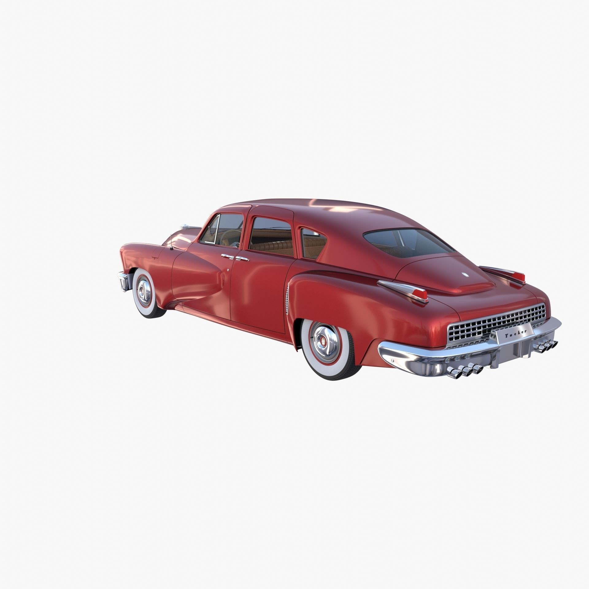 Tucker 48 Red with Interior 3D model_4