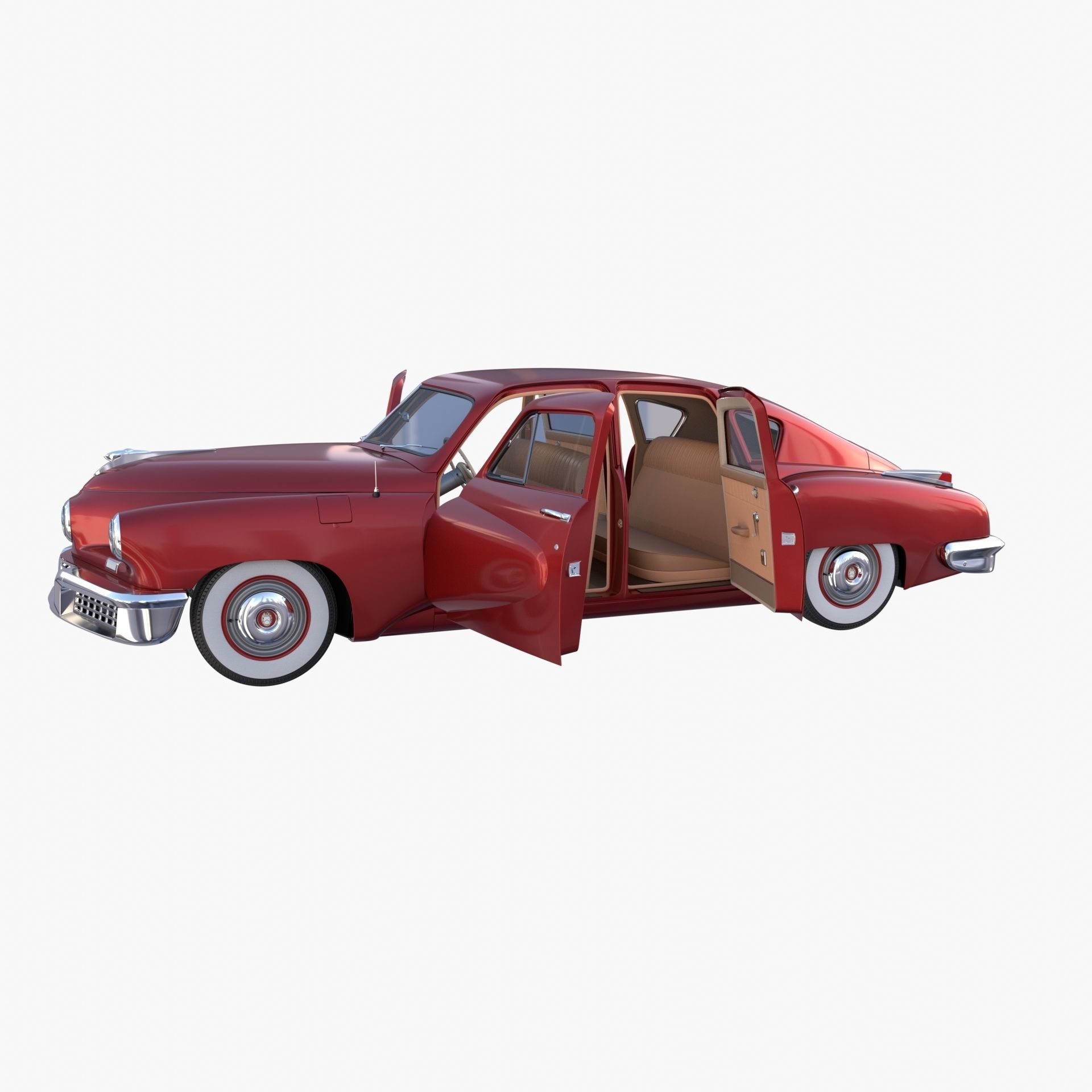 Tucker 48 Red with Interior 3D model_16