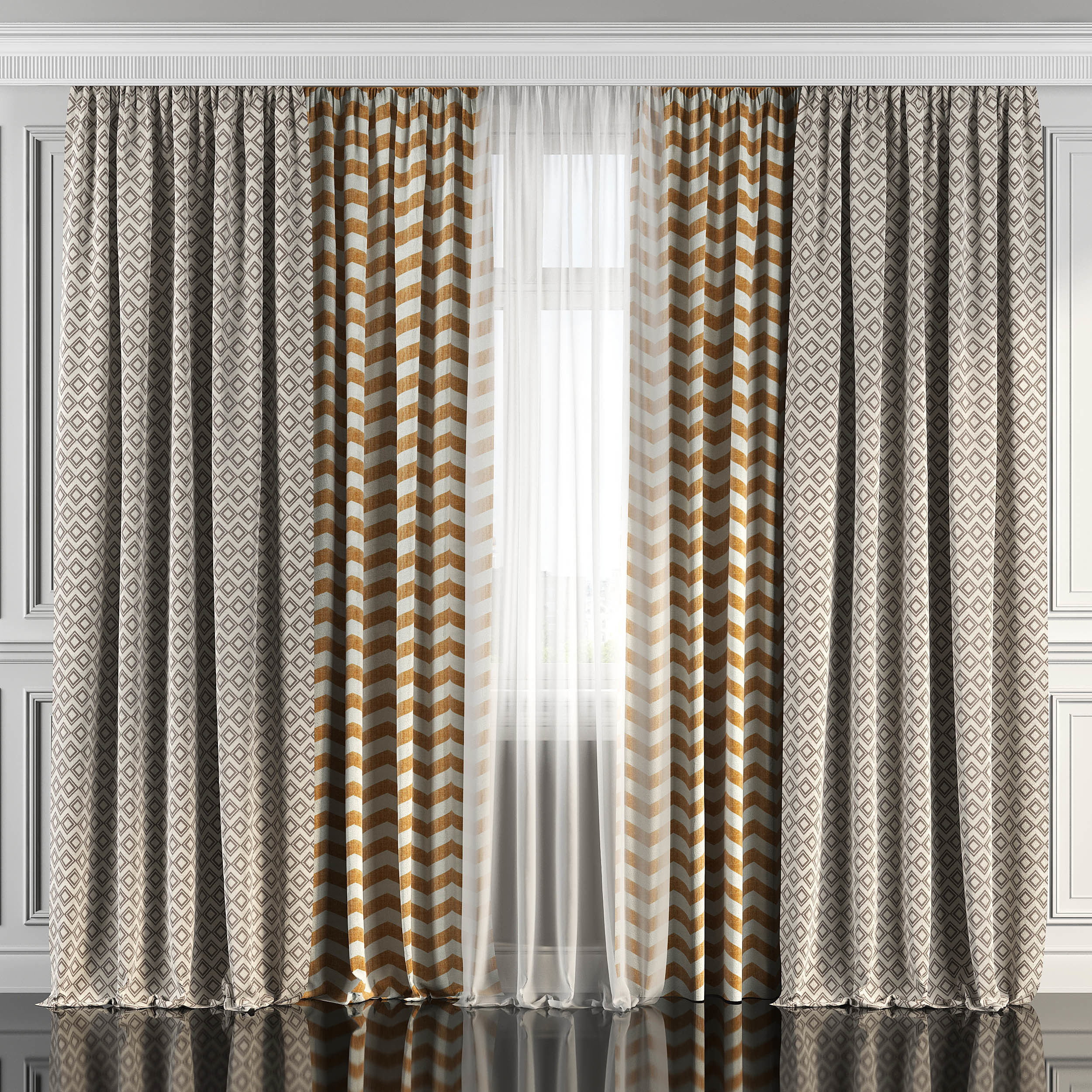 Curtain Set 159 3D model_1