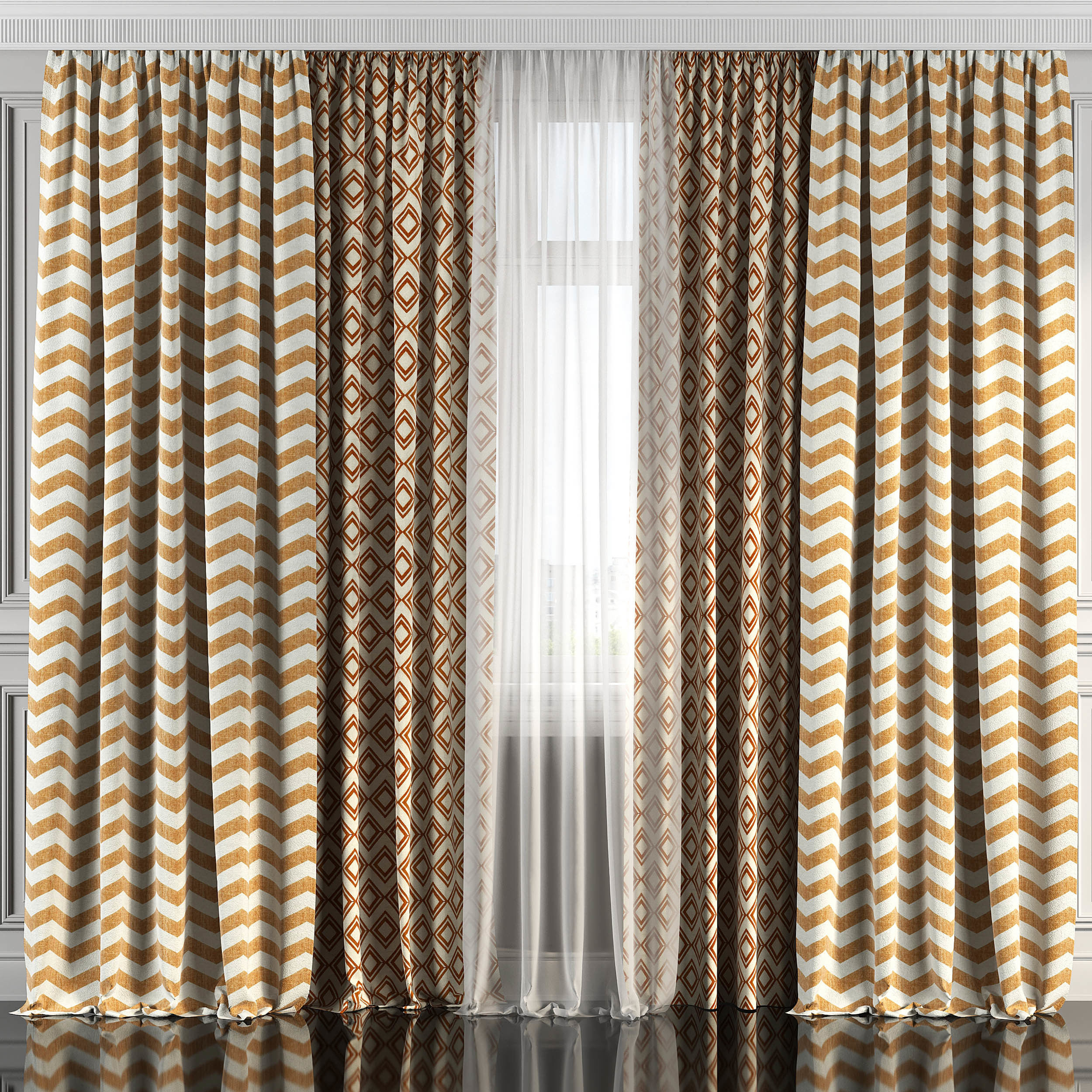 Curtain Set 160 3D model_1