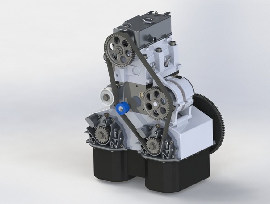 Gasoline two-cylinder engine for a heavy road motorcycle 3D model_0