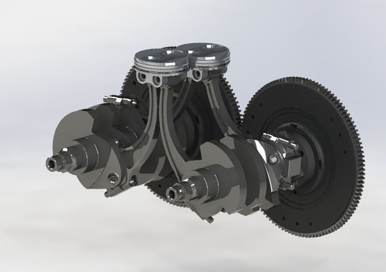 Gasoline two-cylinder engine for a heavy road motorcycle 3D model_3