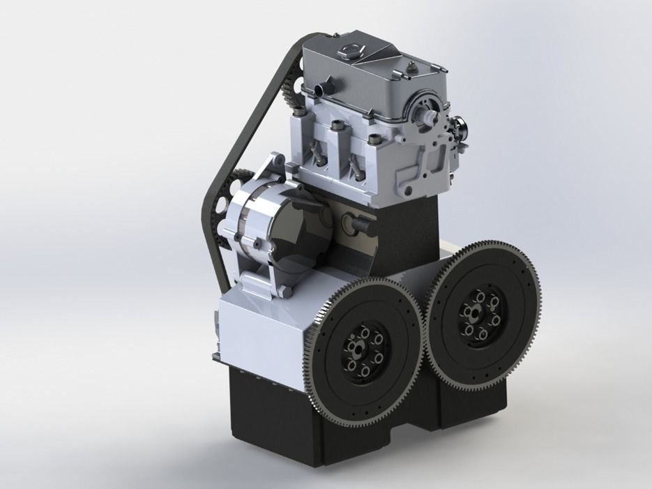 Gasoline two-cylinder engine for a heavy road motorcycle 3D model_2