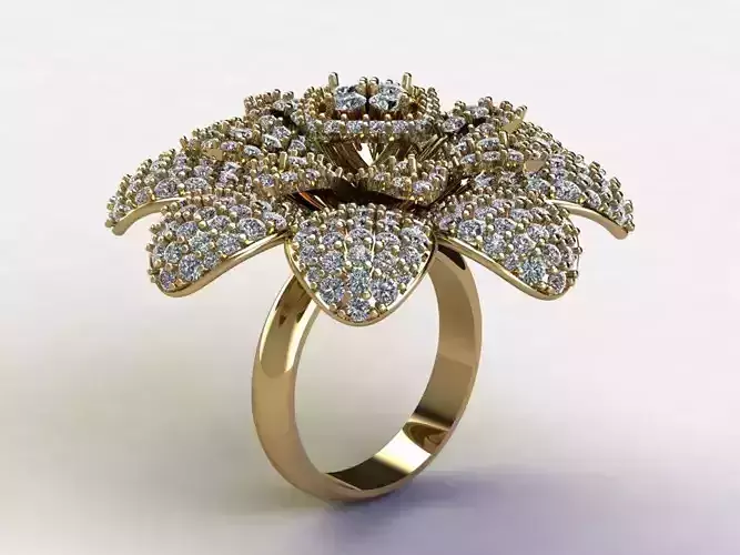 new flower ring design concept with diamond or gem R52