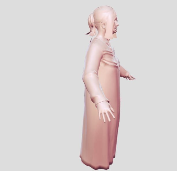 lady grandmother Low-poly 3D model_5