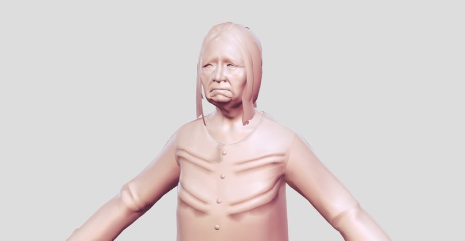 lady grandmother Low-poly 3D model_1
