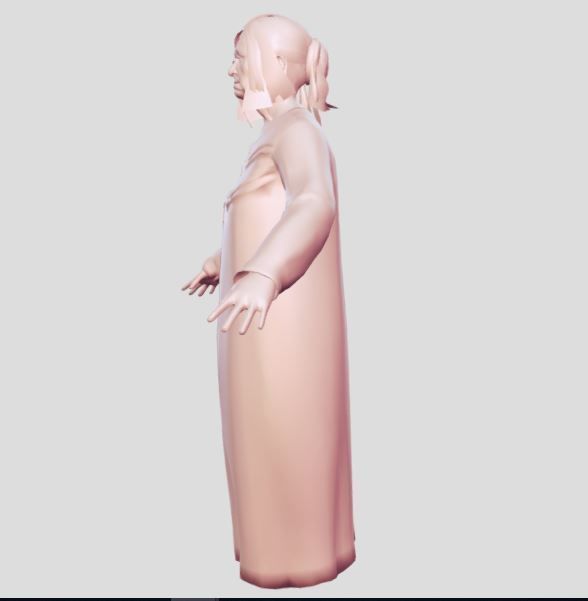 lady grandmother Low-poly 3D model_2