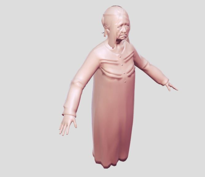 lady grandmother Low-poly 3D model_6