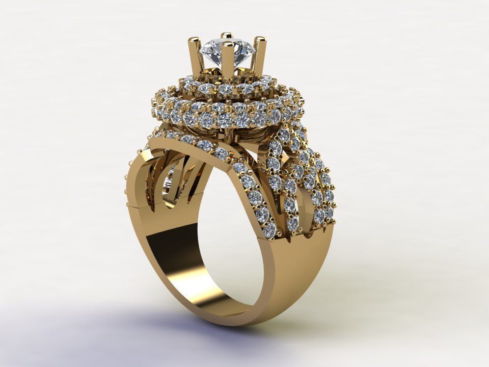 Women ring 2020 new design cad file light gold R46 3D model_1