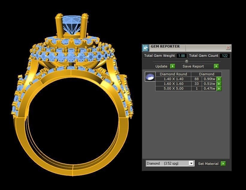 Women ring 2020 new design cad file light gold R46 3D model_2