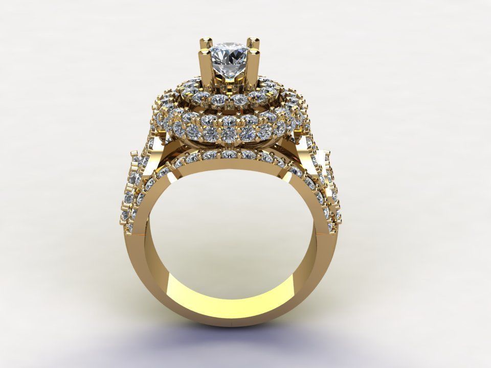 Women ring 2020 new design cad file light gold R46 3D model_3