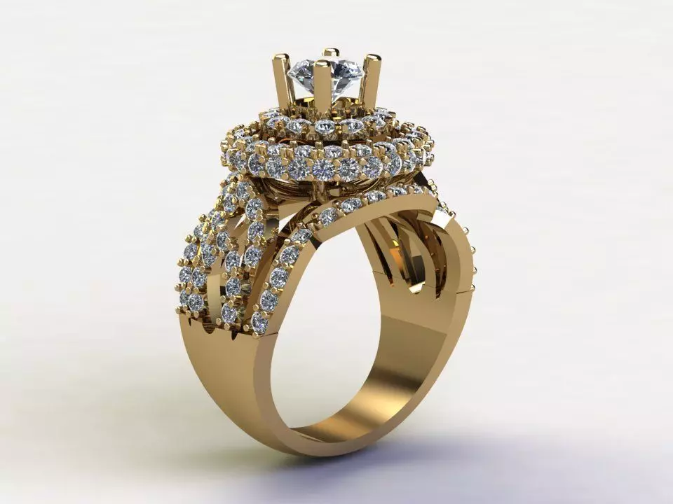 Women ring 2020 new design cad file light gold R46 3D model_0