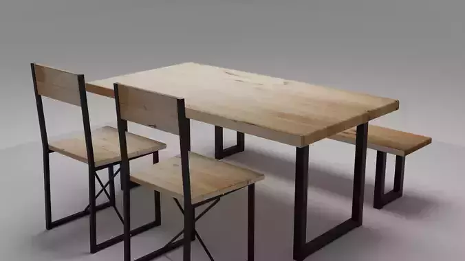 Table Set with 2 Chair and Bench