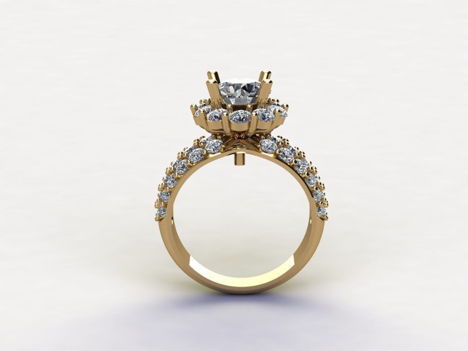 Woman ring diamond popular 2020 R102 3D model_3