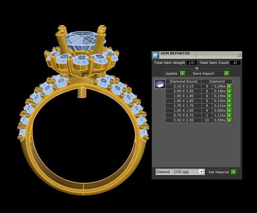 Woman ring diamond popular 2020 R102 3D model_2