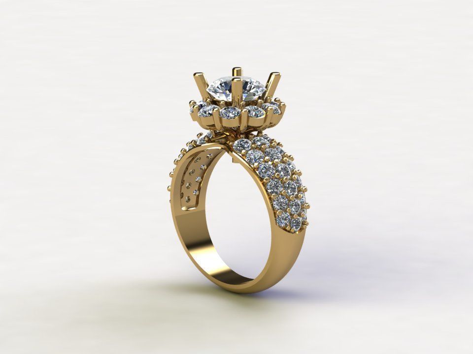 Woman ring diamond popular 2020 R102 3D model_1