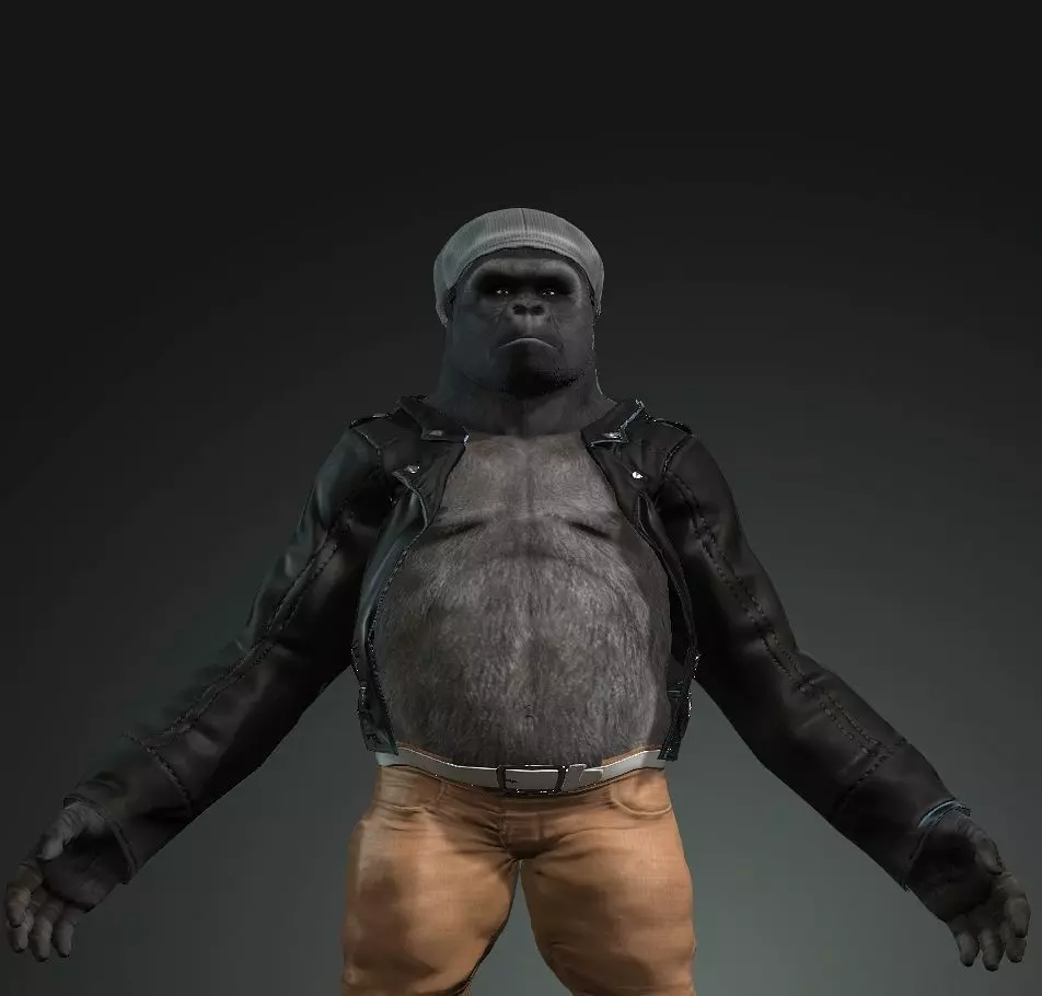 3d Strong Horror Gorilla Animal Model with Textures  3D model_0