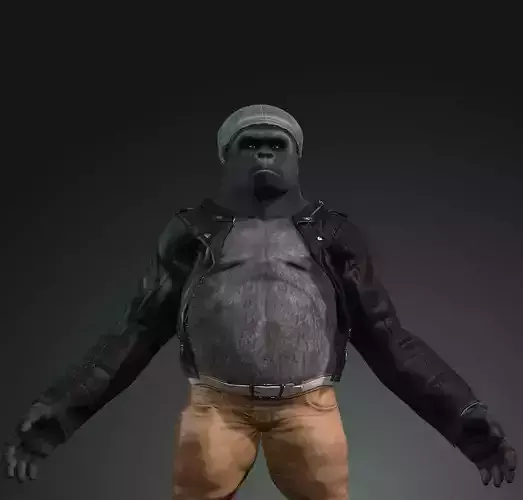 3d Strong Horror Gorilla Animal Model with Textures 