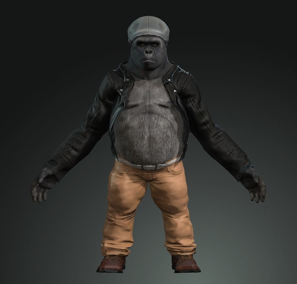 3d Strong Horror Gorilla Animal Model with Textures  3D model_3