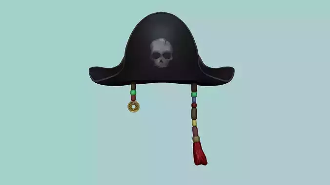 Pirate Hat - Beads Braid - Character Costume Low-poly 3D model