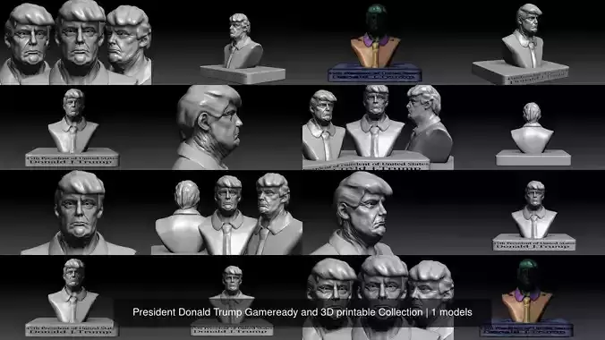 President Donald Trump Gameready and 3D printable Collection 