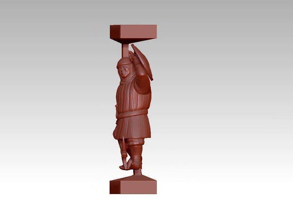 Warrior man Decor sculpture pillar 3D print model_13