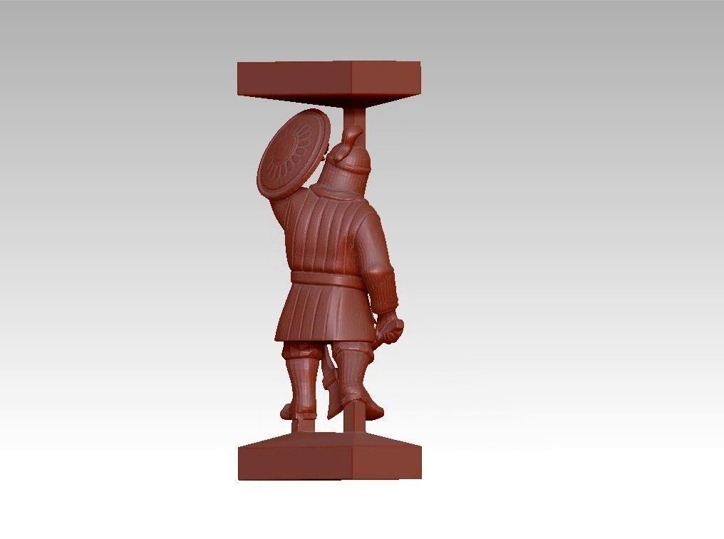 Warrior man Decor sculpture pillar 3D print model_5