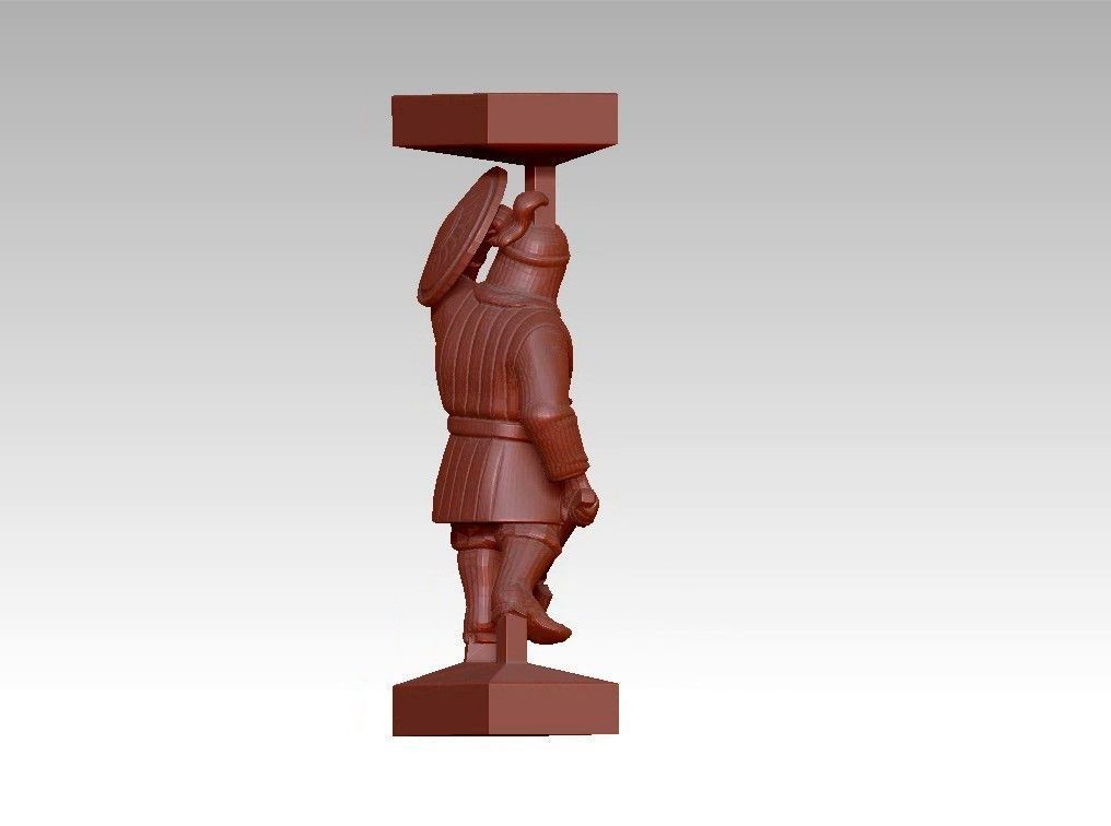 Warrior man Decor sculpture pillar 3D print model_4