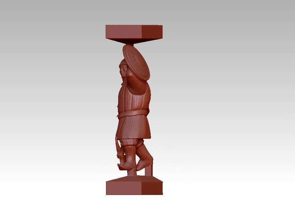 Warrior man Decor sculpture pillar 3D print model_12