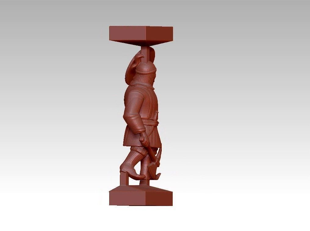 Warrior man Decor sculpture pillar 3D print model_2