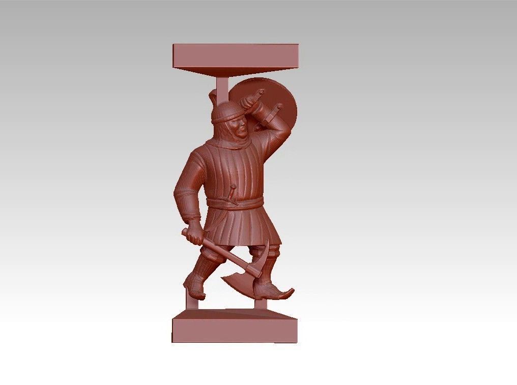 Warrior man Decor sculpture pillar 3D print model_19