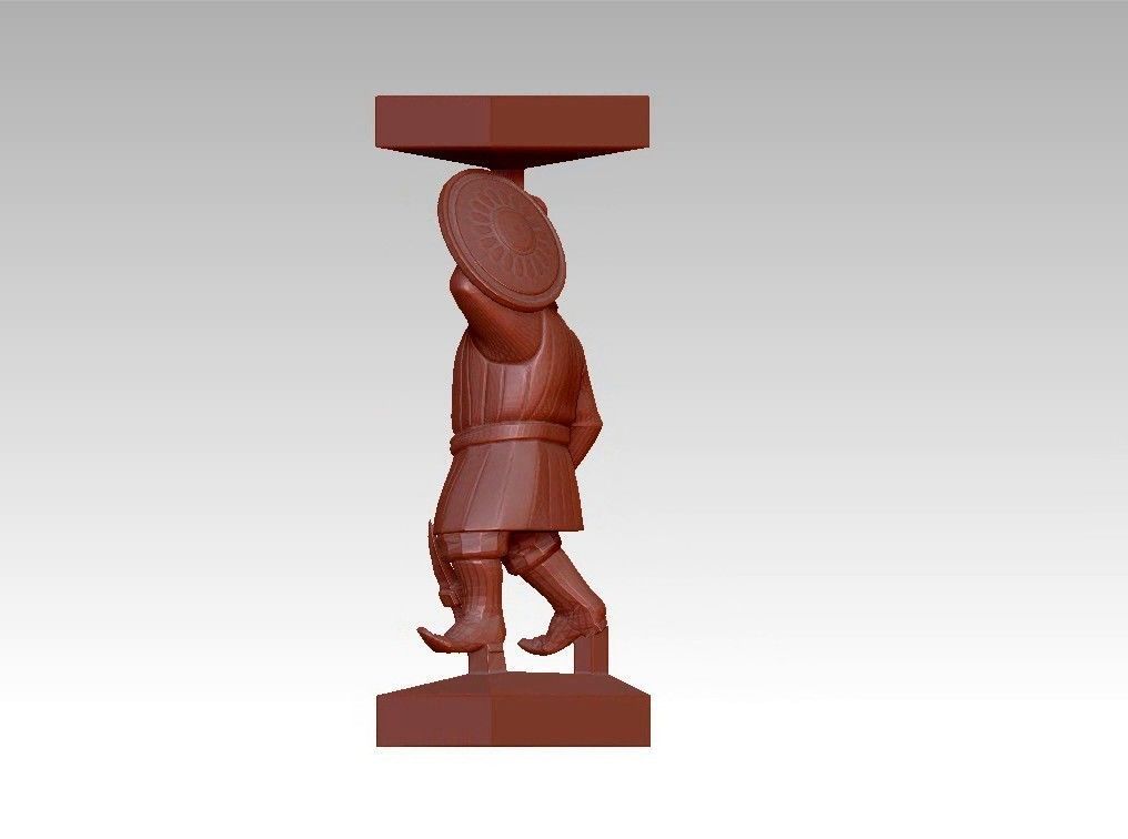 Warrior man Decor sculpture pillar 3D print model_11